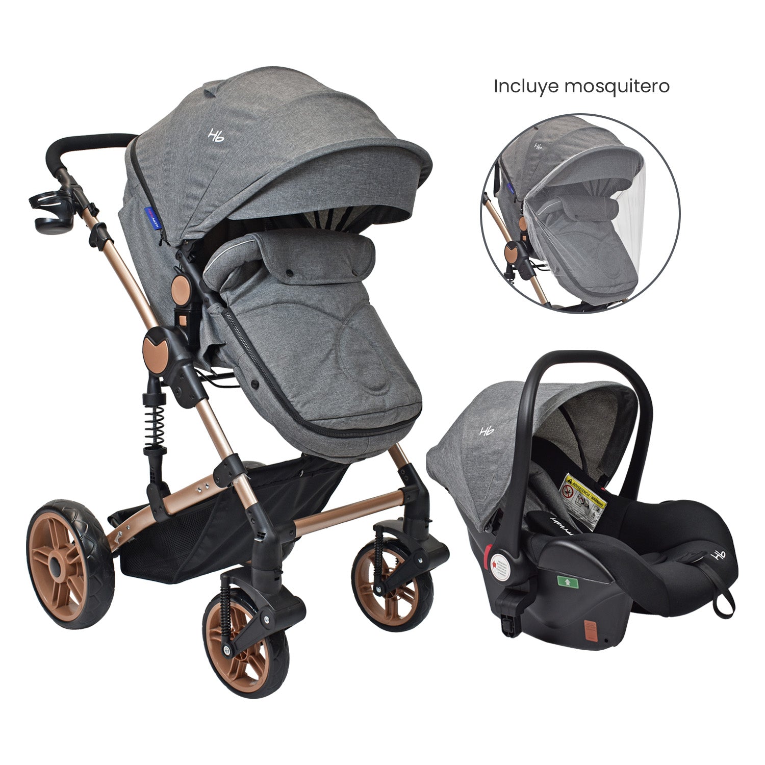 Coche Bebe Travel system Gadi Happy Baby Gris