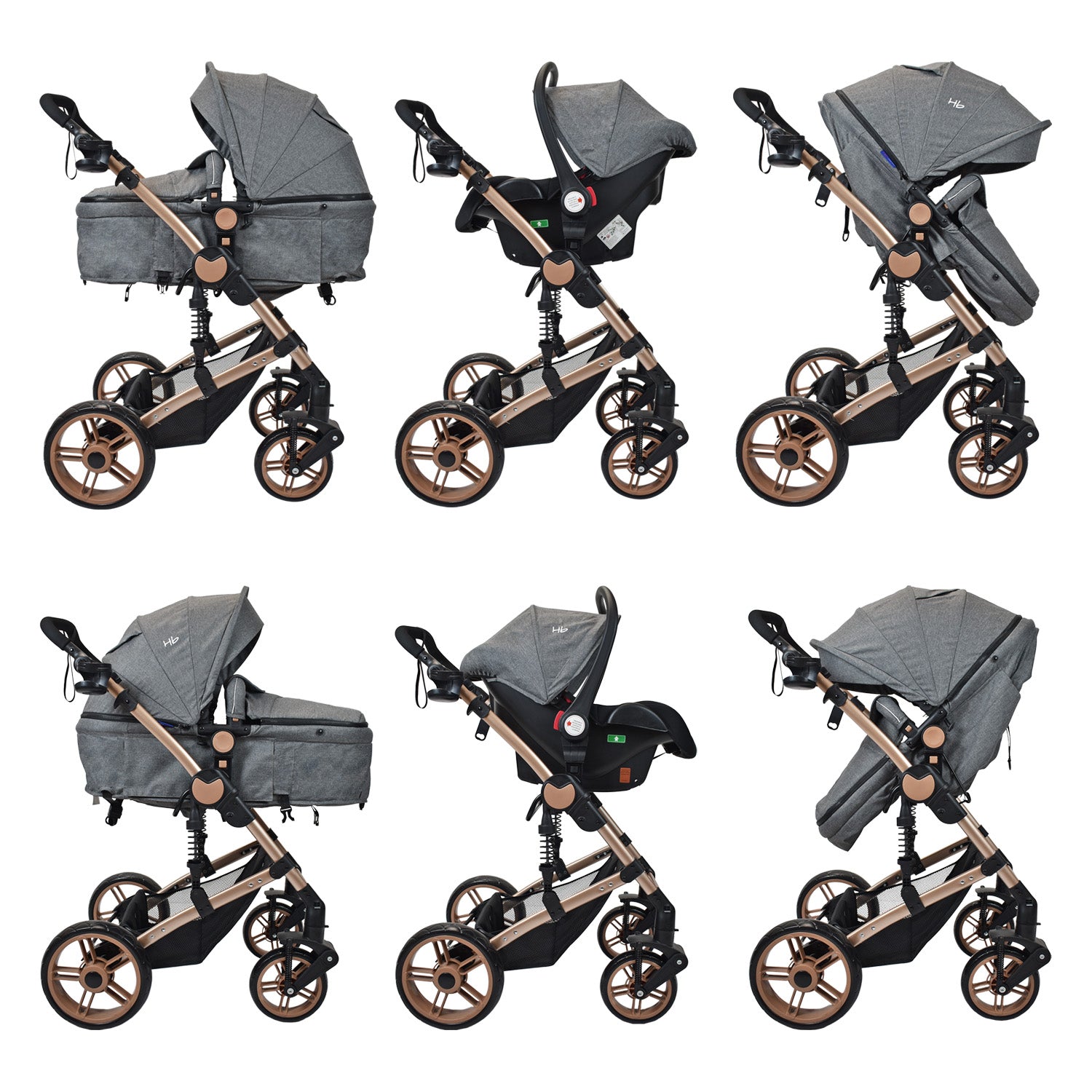 Coche Bebe Travel system Gadi Happy Baby Gris