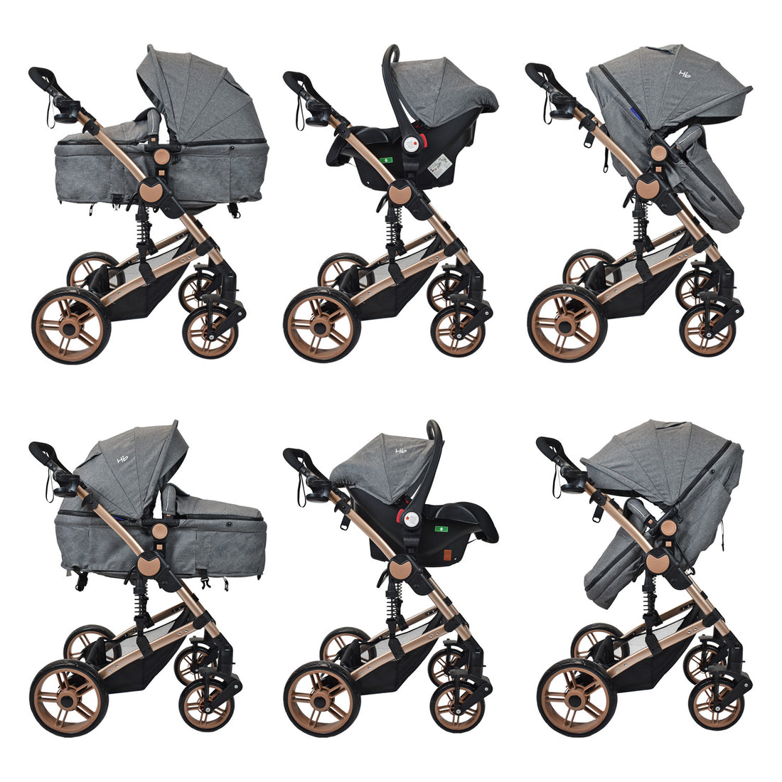 Coche Bebe Travel system Gadi Happy Baby Gris