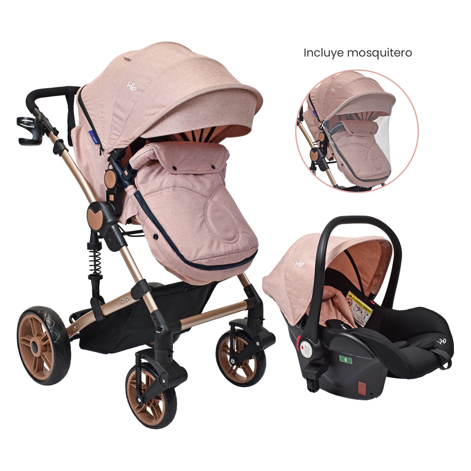 Coche Bebe Travel system Gadi Happy Baby Rosa