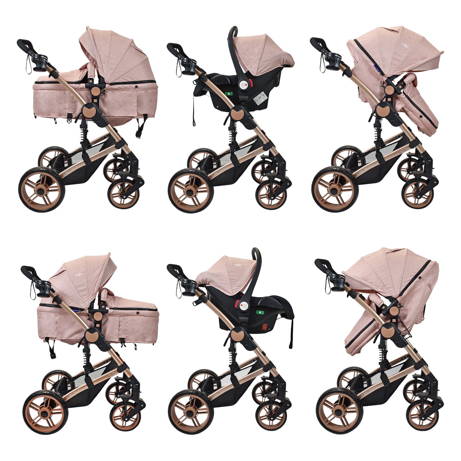 Coche Bebe Travel system Gadi Happy Baby Rosa