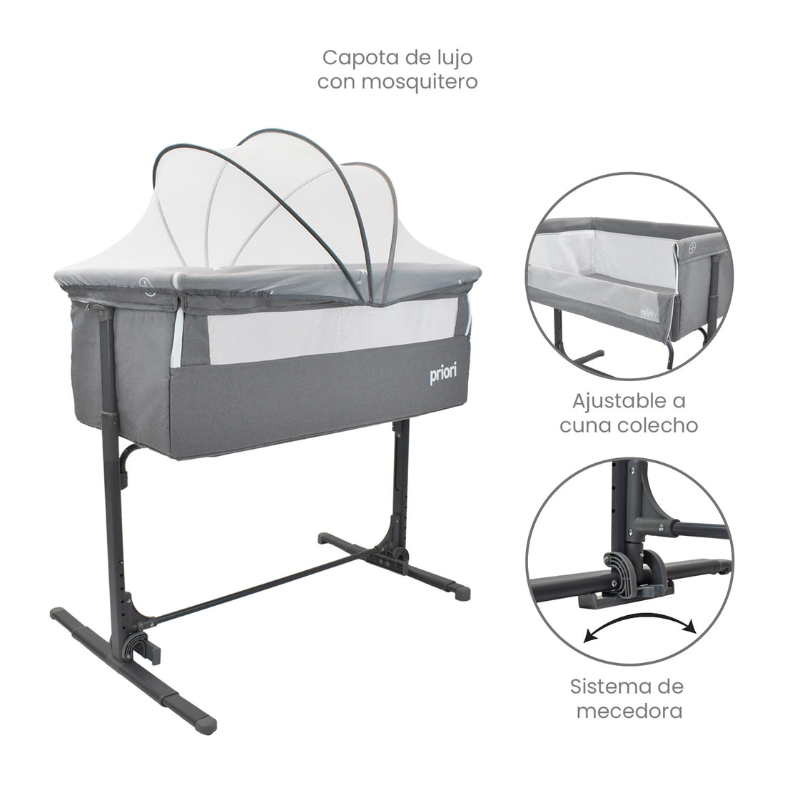Cuna Colecho Bebé Golf Priori Gris
