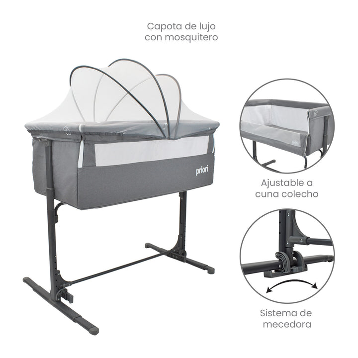 Cuna Colecho Bebé Golf Priori Gris