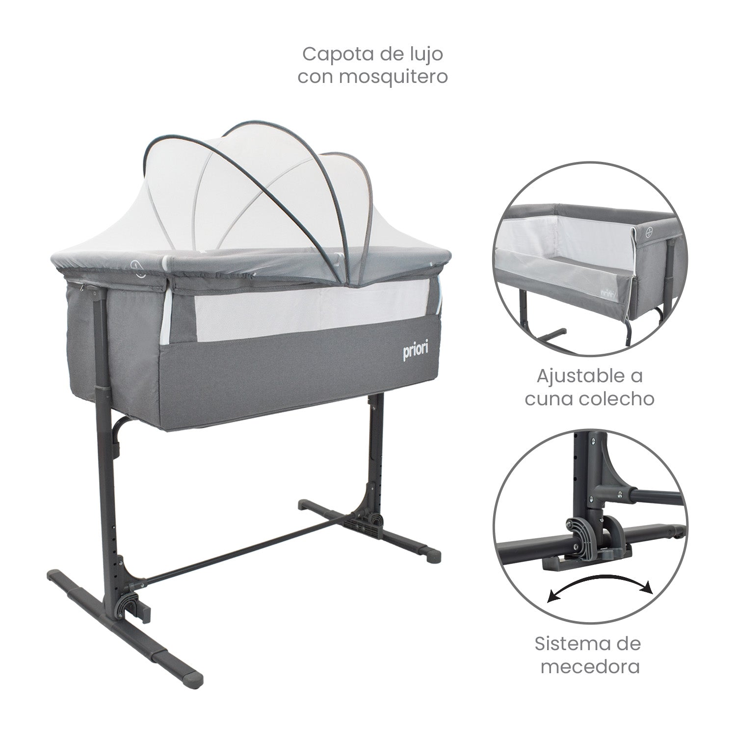 Cuna Colecho Bebé Golf Priori Gris