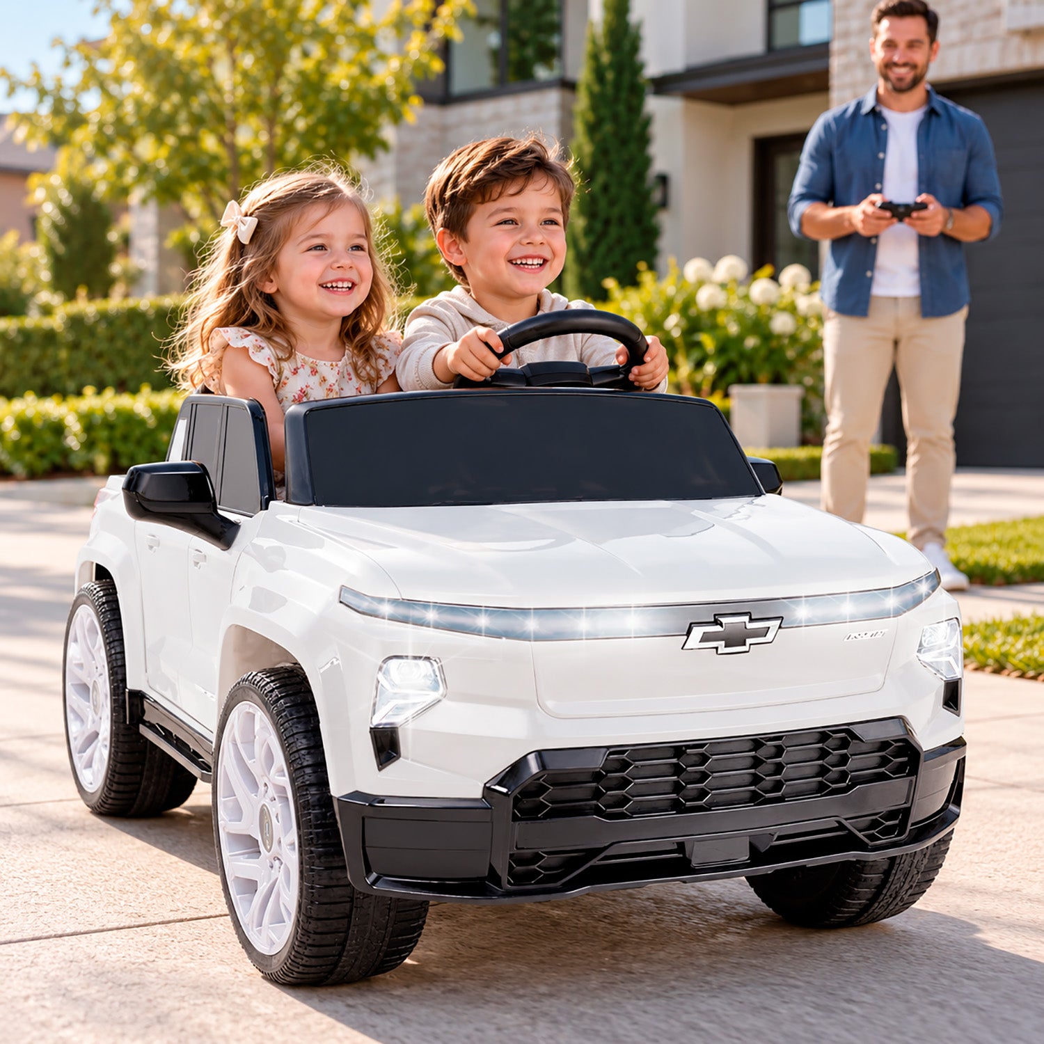 Carro Electrico Niño Niña Montable Chevrolet HB1188 Blanco 12V