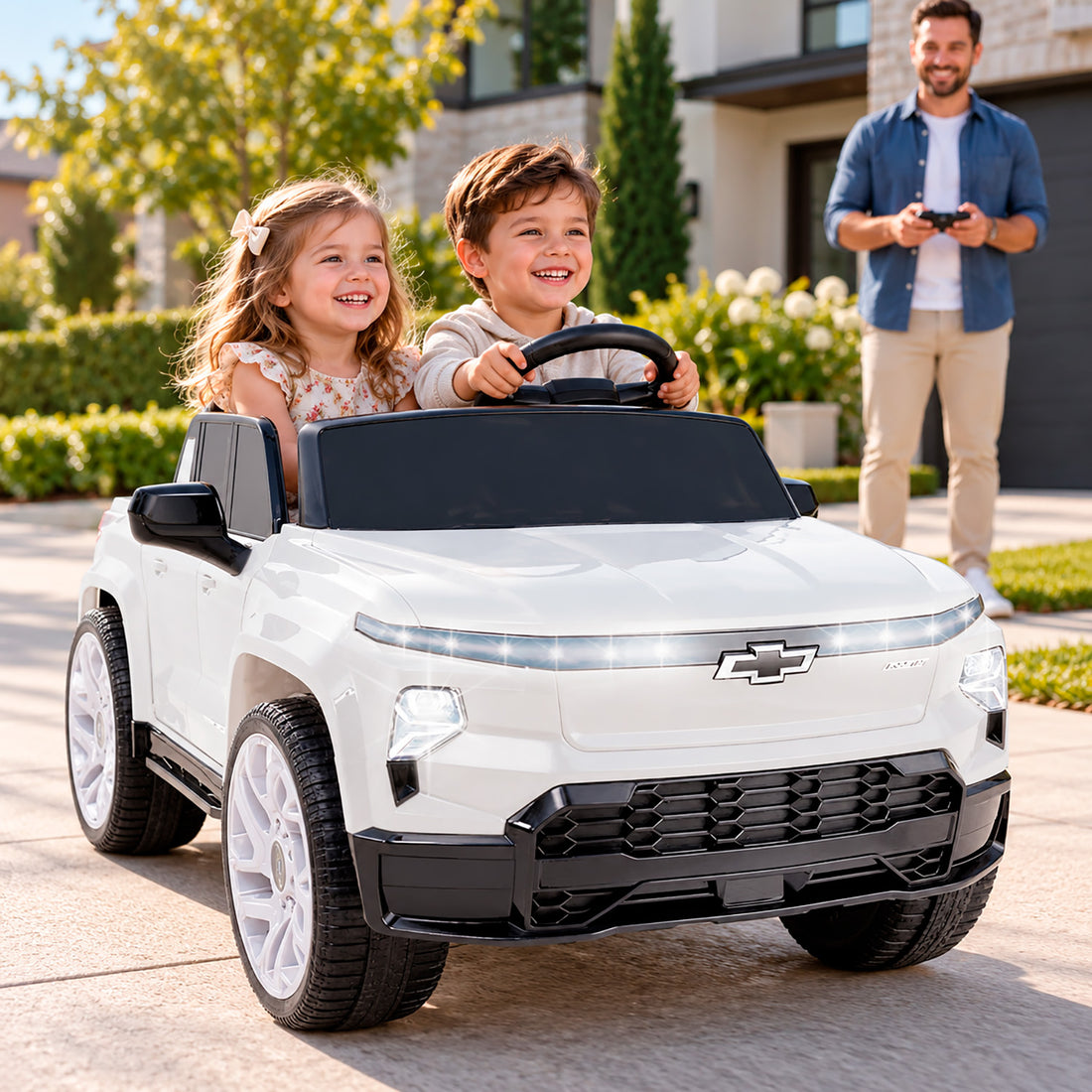 Carro Electrico Niño Niña Montable Chevrolet HB1188 Blanco 12V