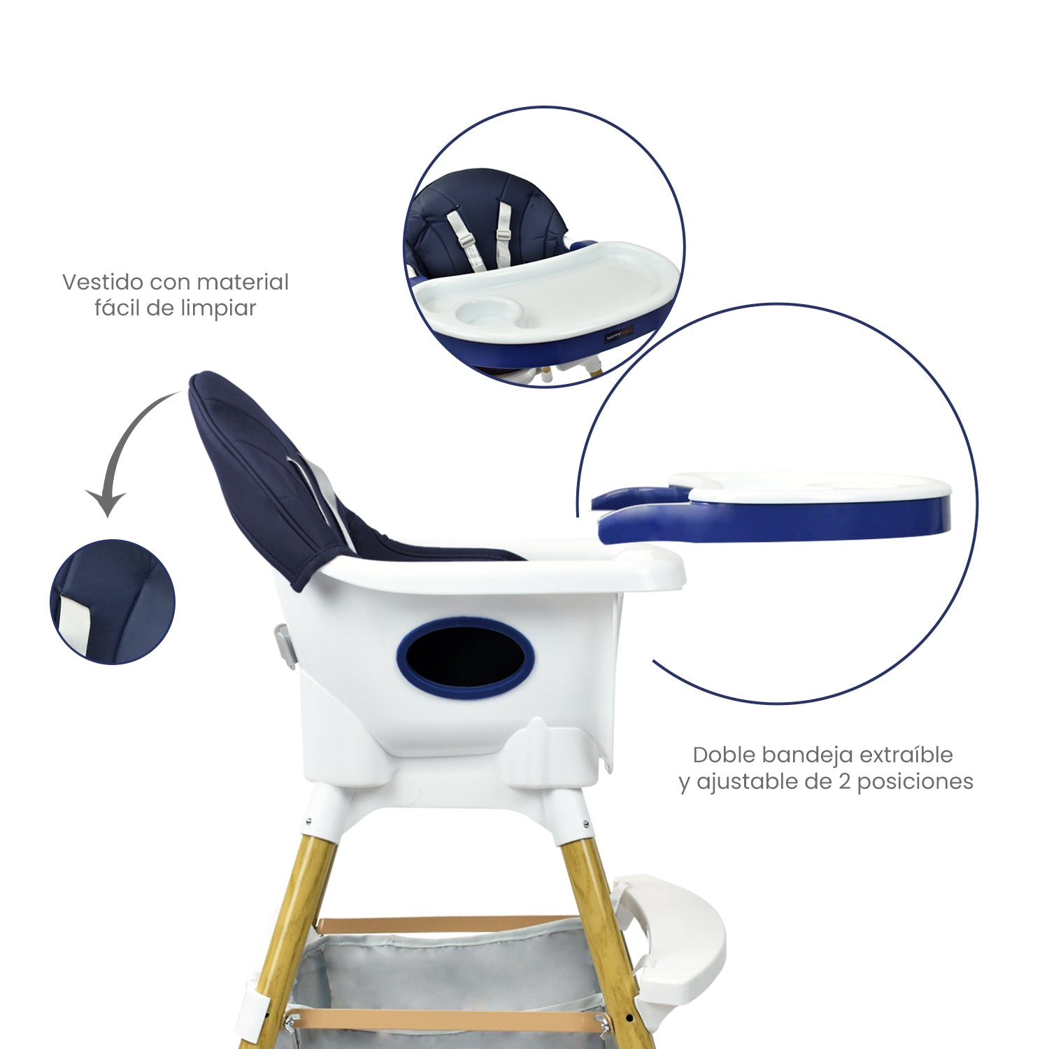 Silla Comedor Bebé 2en1 Happy Baby Rock Azul