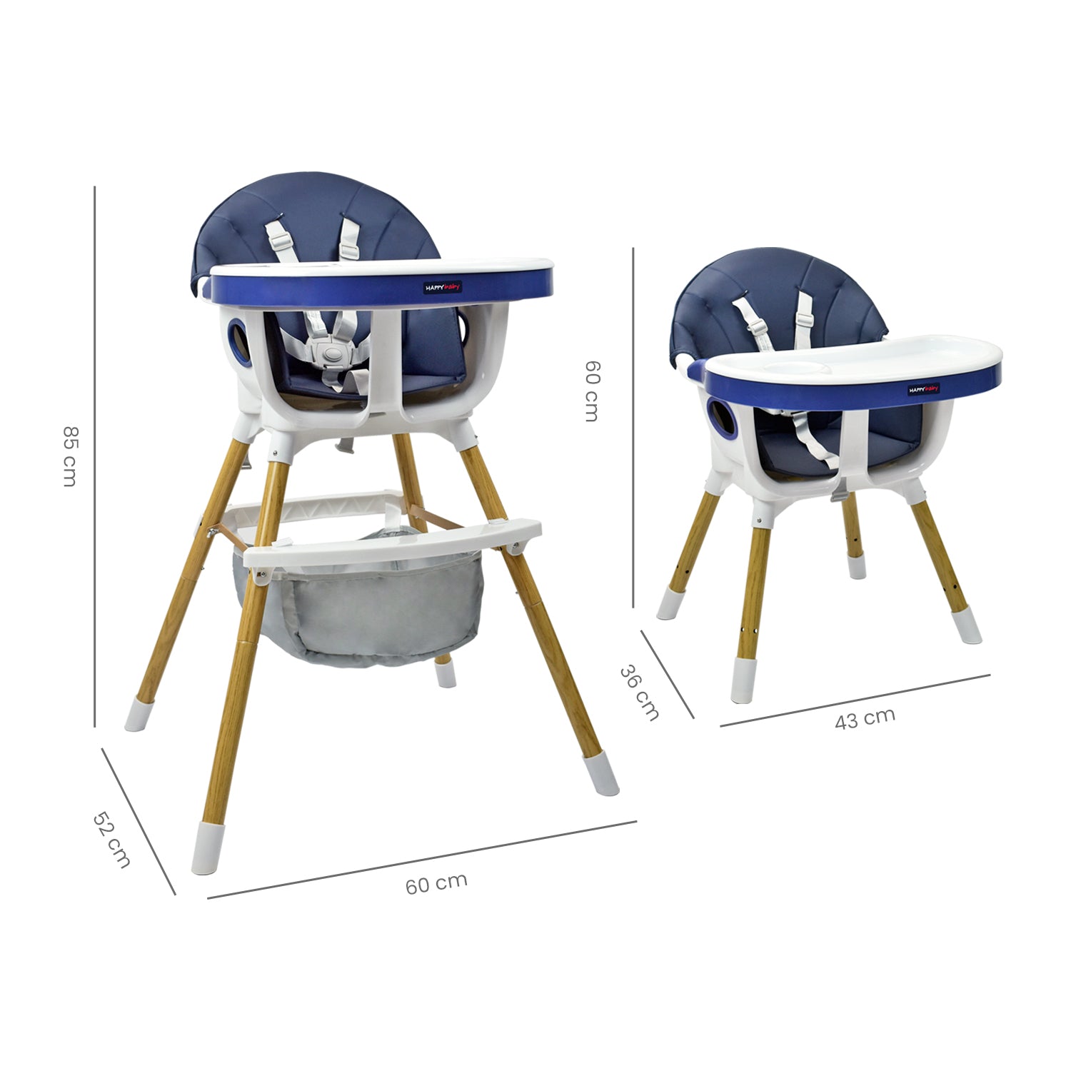 Silla Comedor Bebé 2en1 Happy Baby Rock Azul
