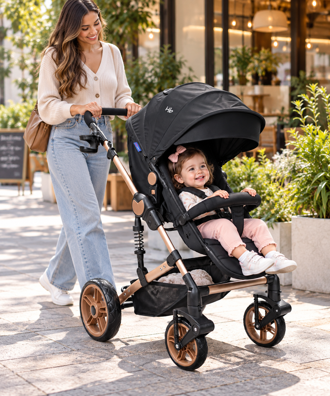Coche Bebe Moises Gadi Happy Baby Negro