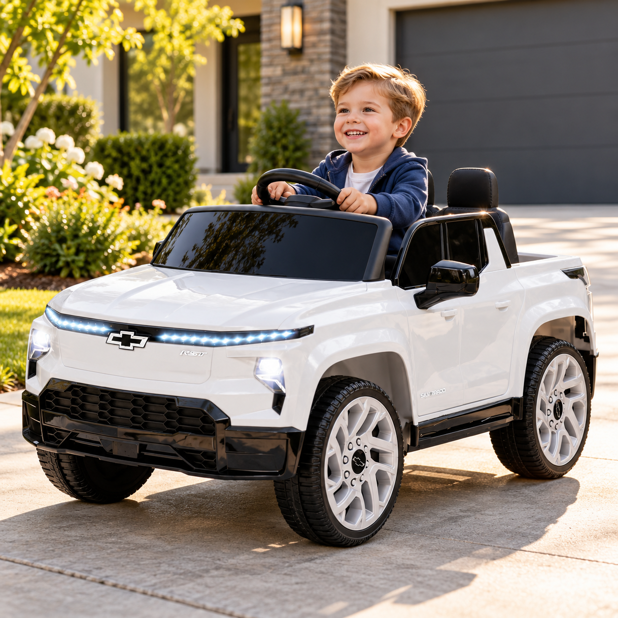 Carro Electrico Niño Niña Montable Chevrolet HB1188 Blanco 12V