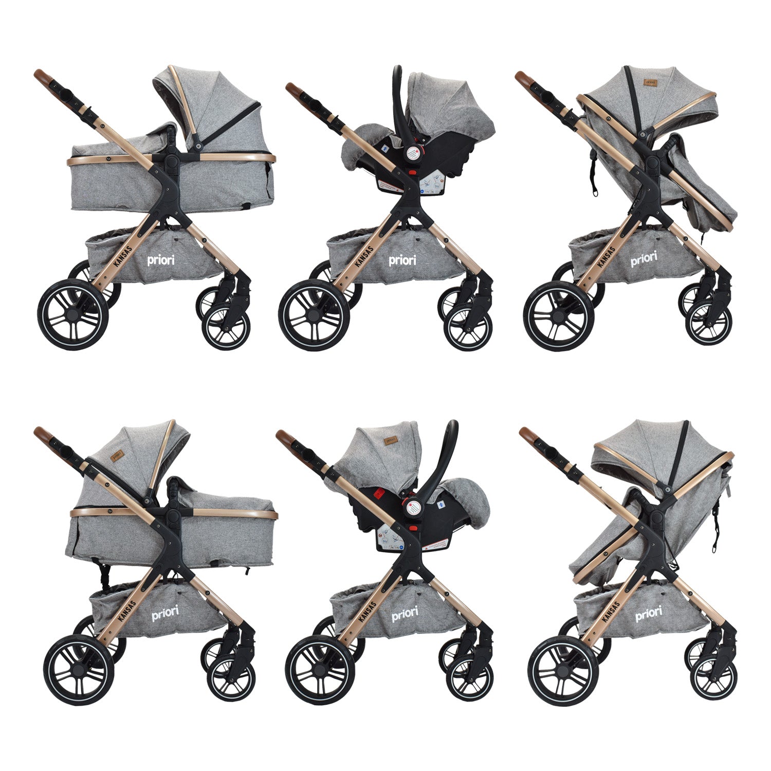 Coche Bebé Moises Ts Kansas Priori 4en1 Gris