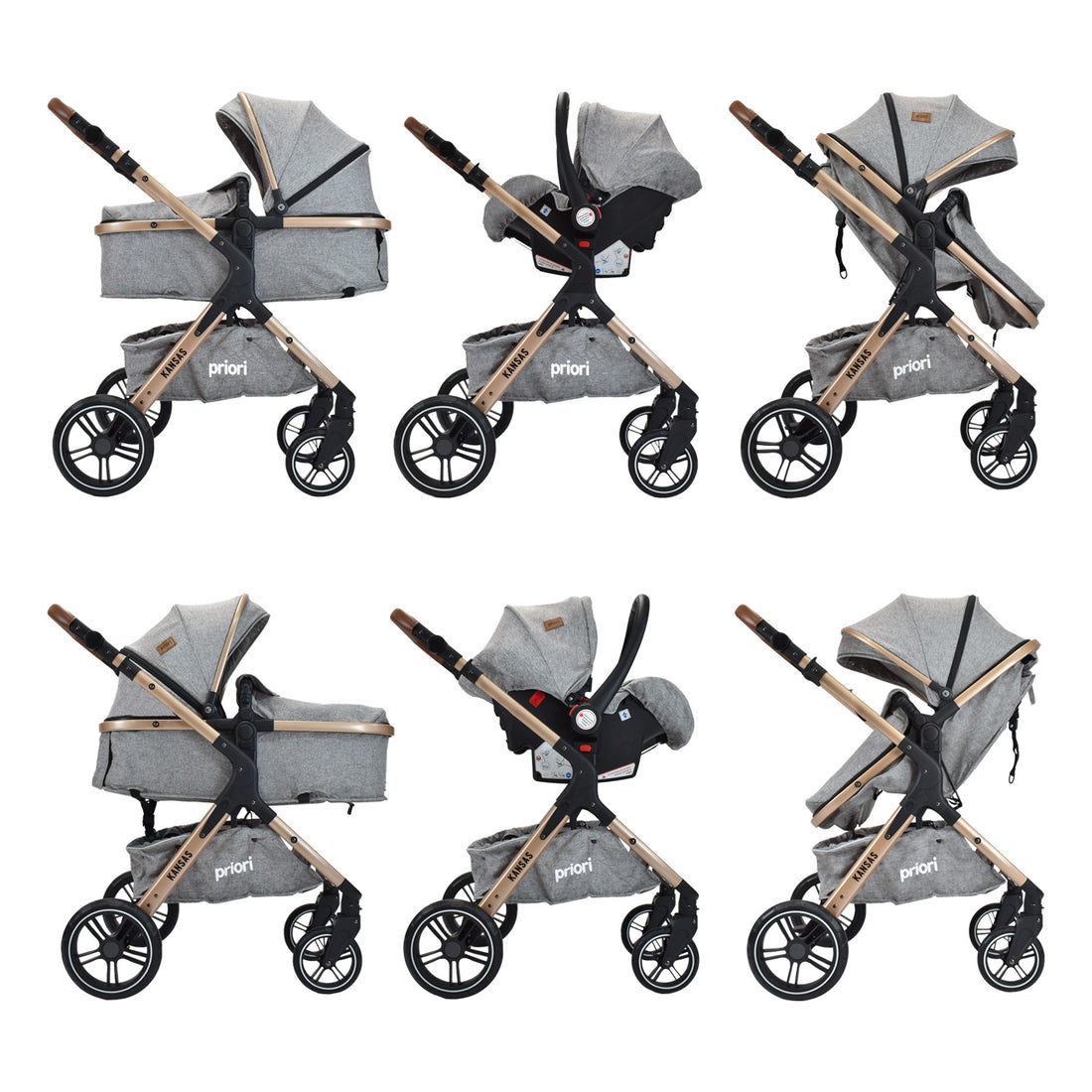 Coche Bebé Moises Ts Kansas Priori 4en1 Gris