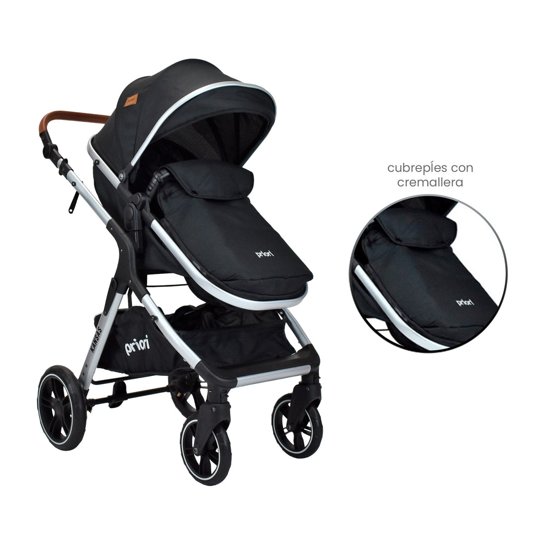 Coche Bebé Moises Compacto Priori Kansas Negro
