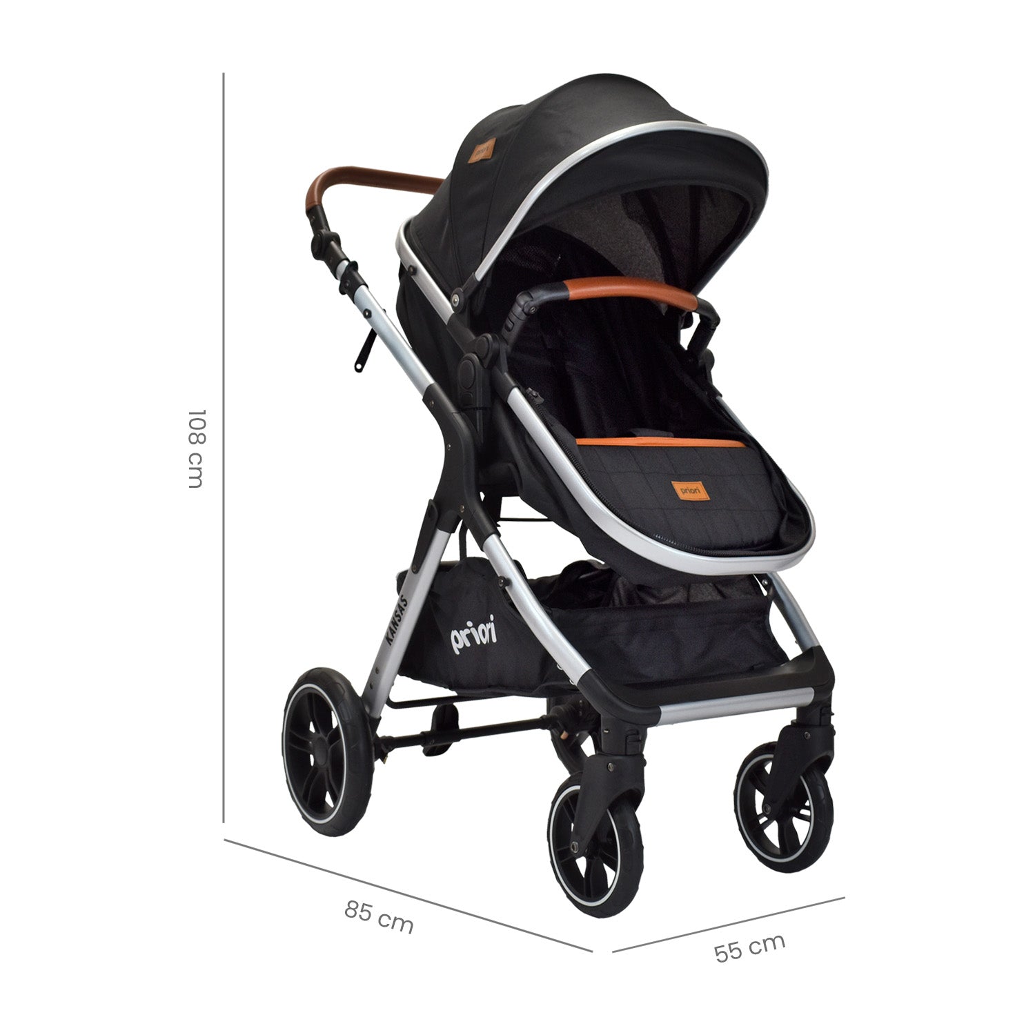 Coche Bebé Moises Compacto Priori Kansas Negro