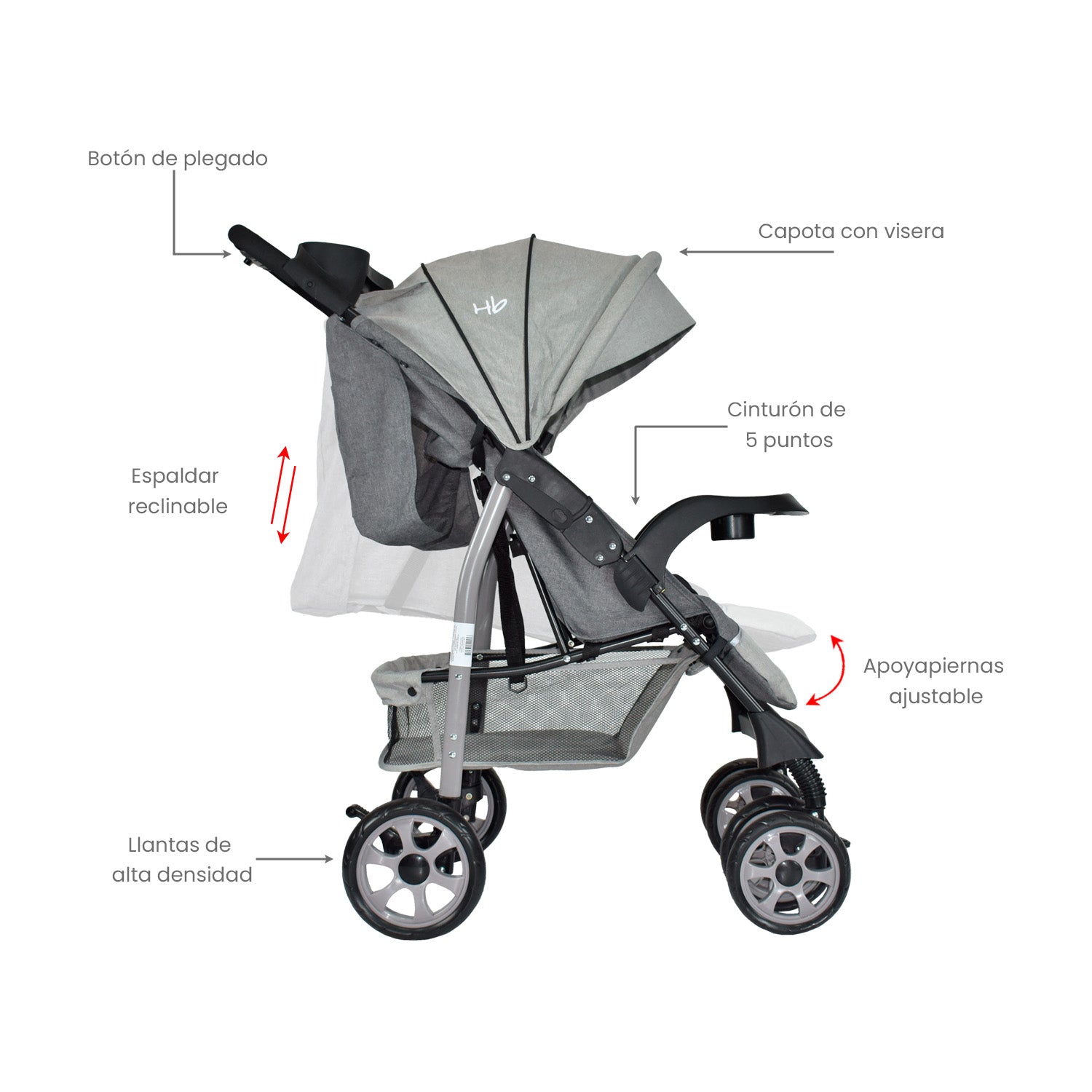 Coche Bebe Happy Baby Klaus Gris