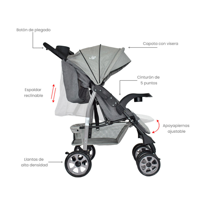 Coche Bebe Happy Baby Klaus Gris