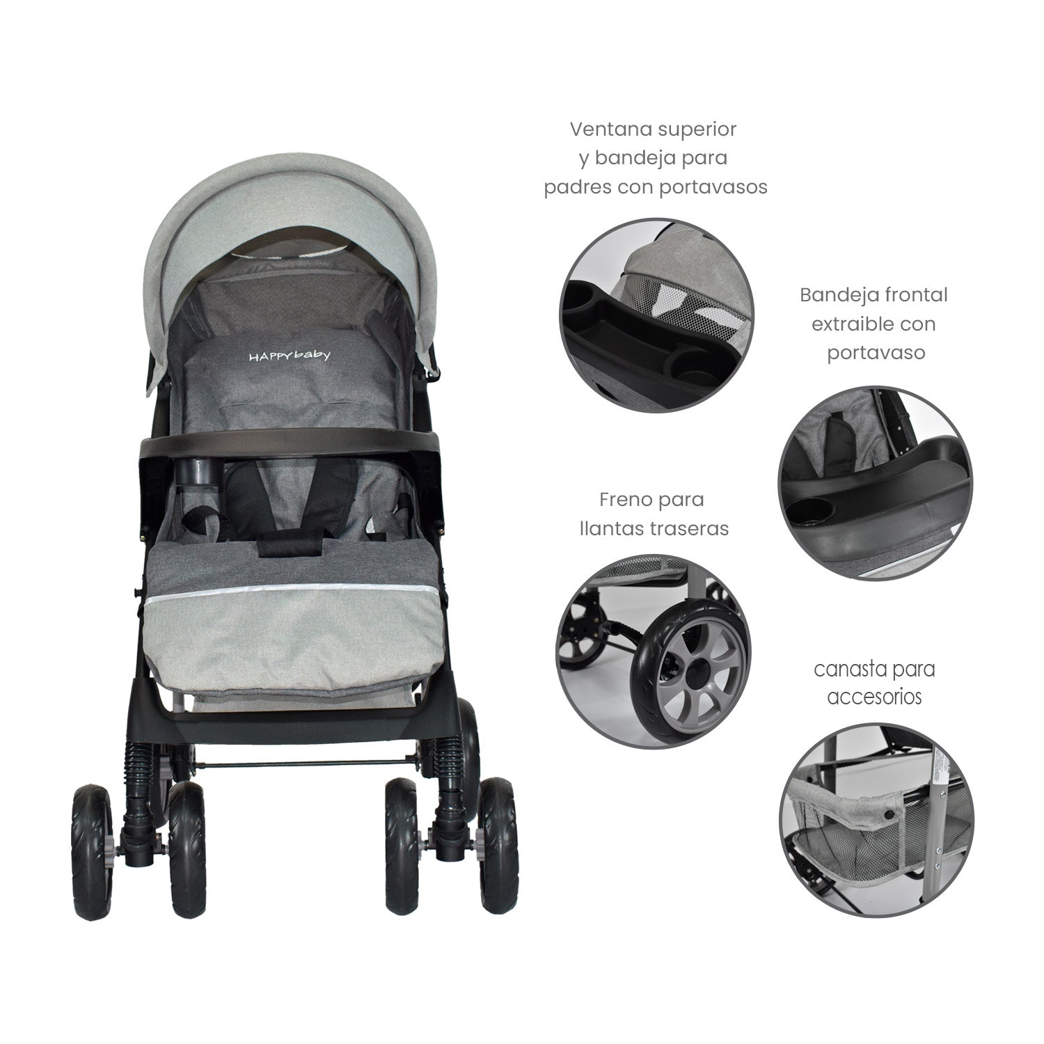 Coche Bebe Happy Baby Klaus Gris