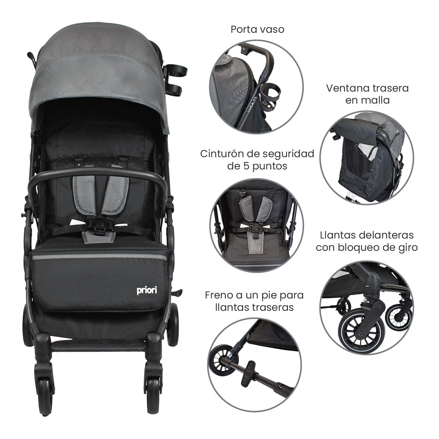 Coche Bebe compacto Luca Priori Gris