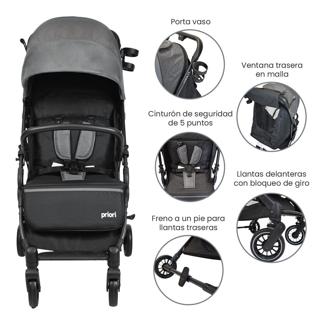 Coche Bebe compacto Luca Priori Gris