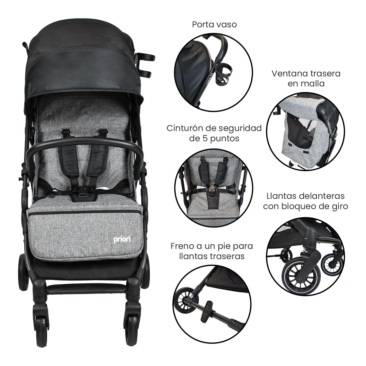 Coche Bebe compacto Luca Priori Negro