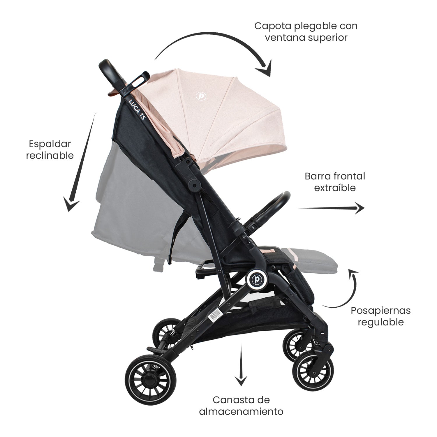 Coche Bebe compacto Luca Priori Rosa