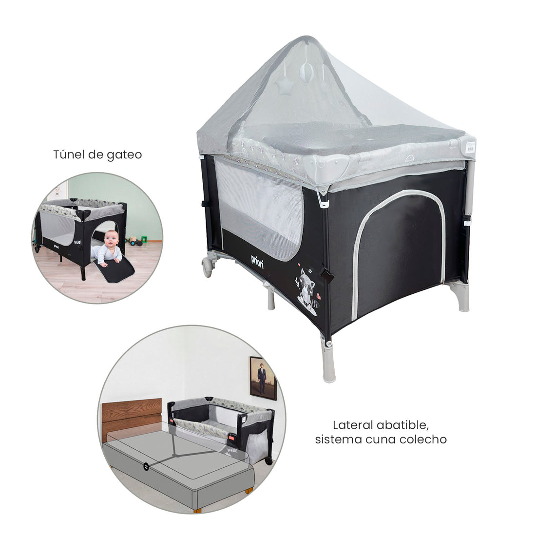 Cuna Corral colecho con cambiador Madison New  Negro