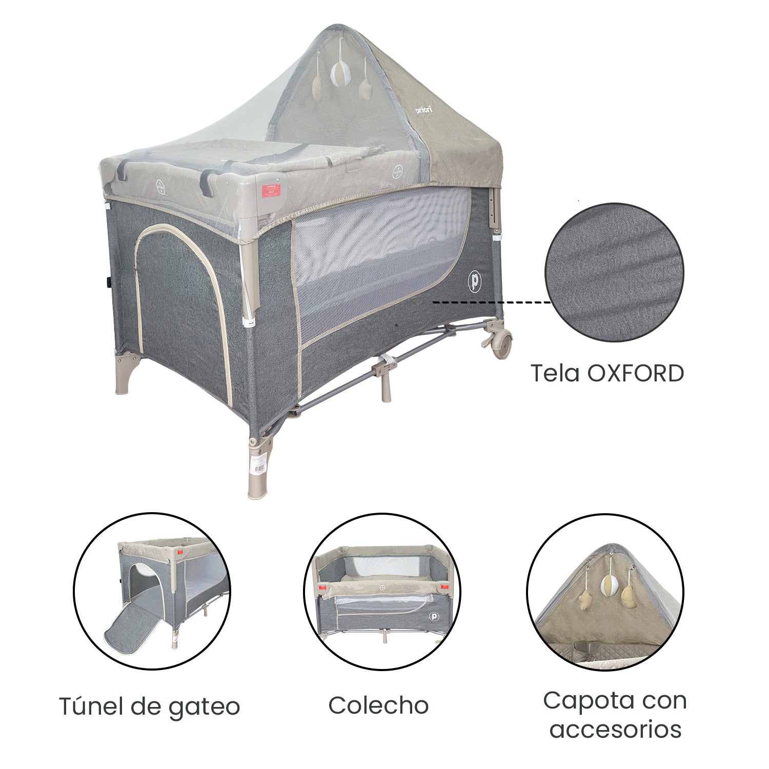 Cuna Corral Colecho Bebé Madison Plus Priori Beige