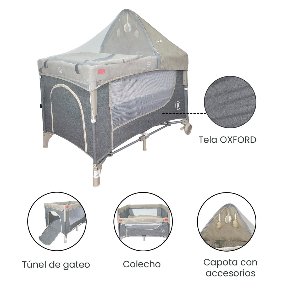 Cuna Corral Colecho Bebé Madison Plus Priori Beige