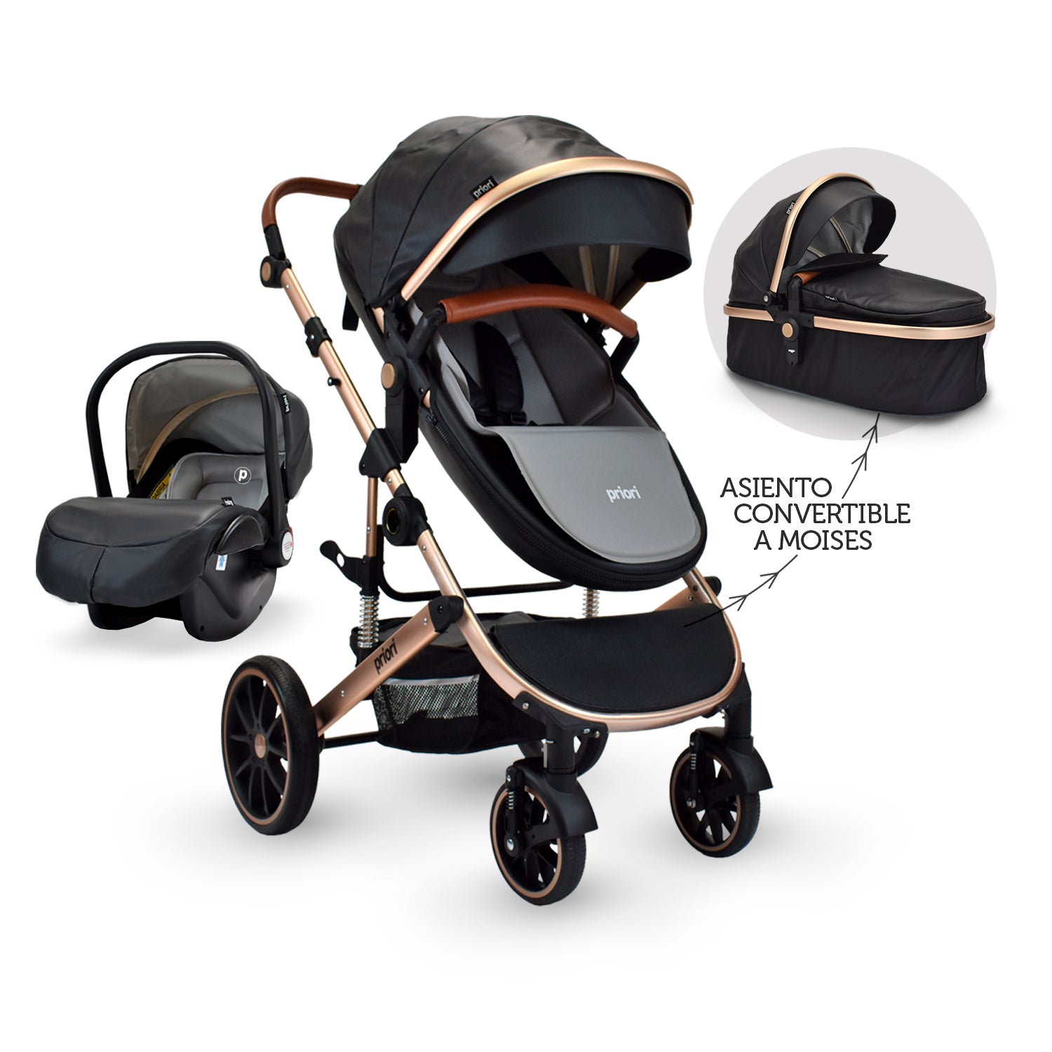 Coche Bebé Moises Milo TS Priori Negro