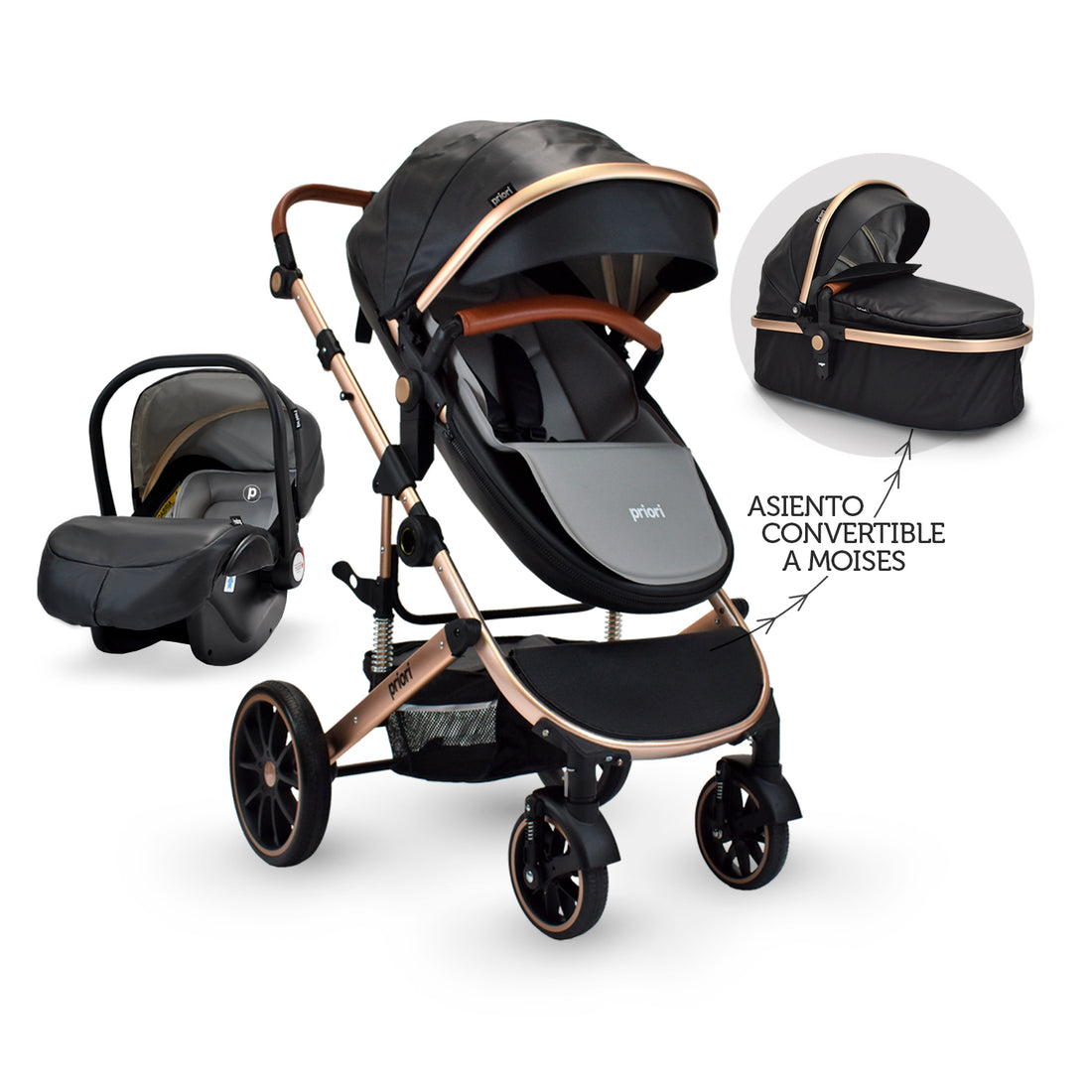 Coche Bebé Moises Milo TS Priori Negro