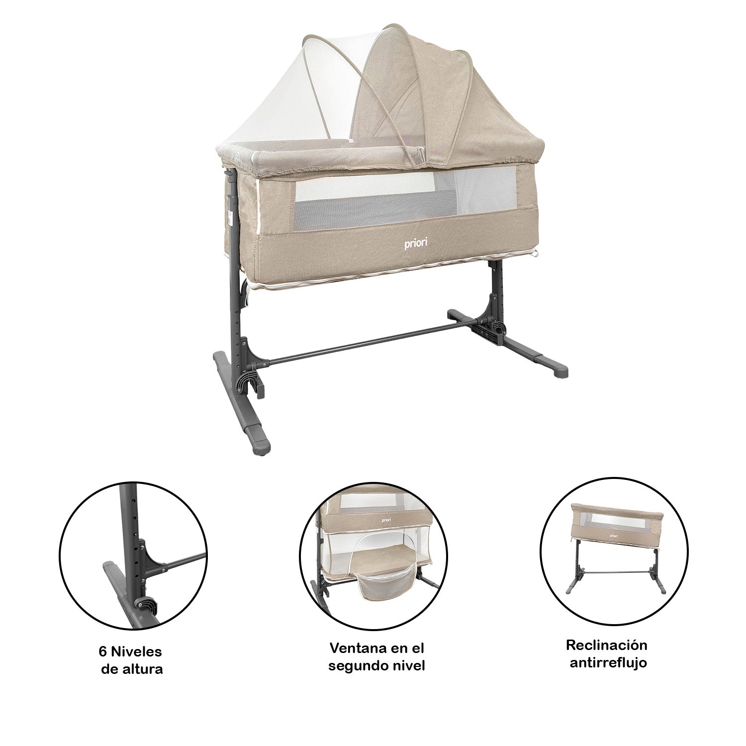 Cuna Colecho Bebé Mesedora Minia Priori Beige