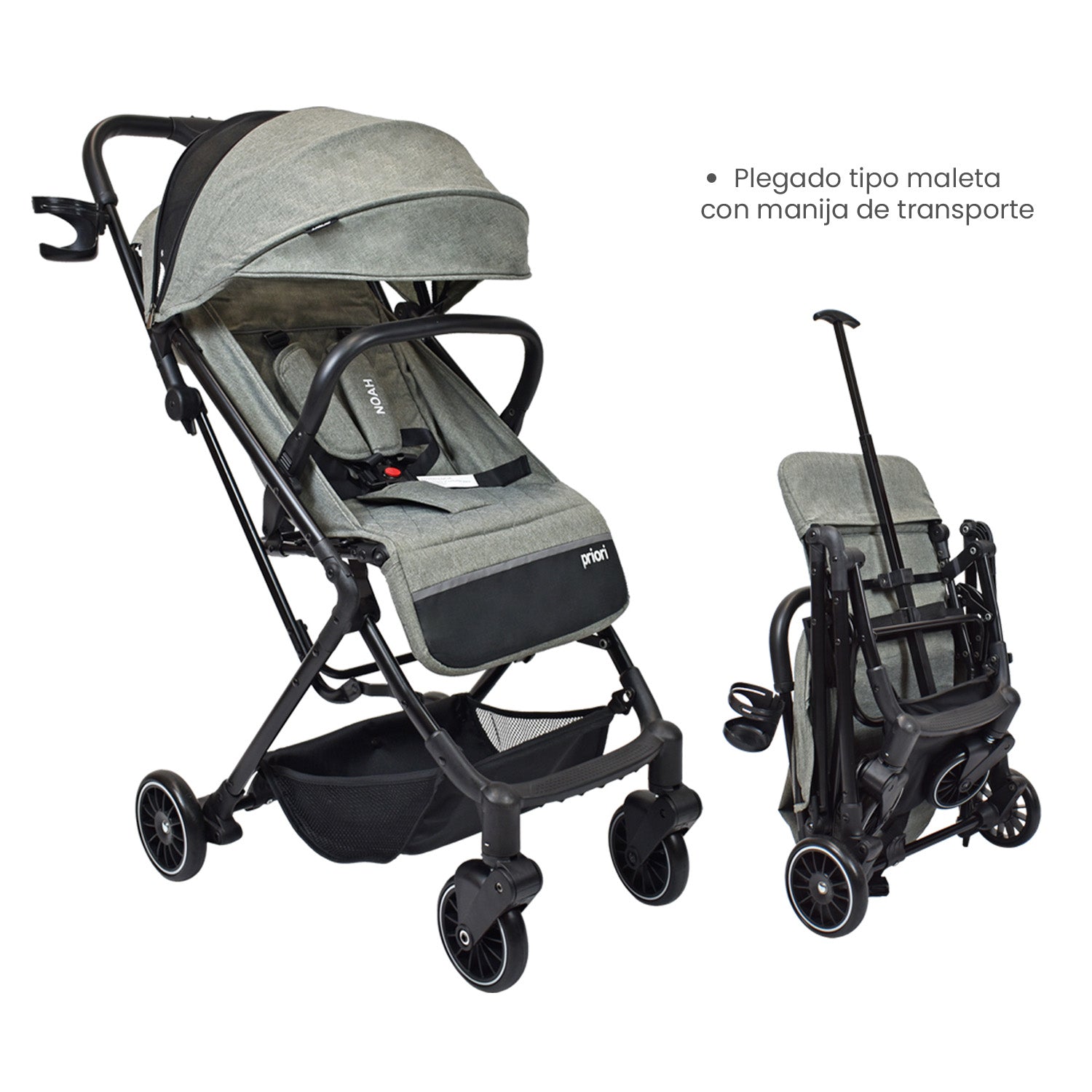 Coche de Bebé Priori Noah con Porta bebé Gris