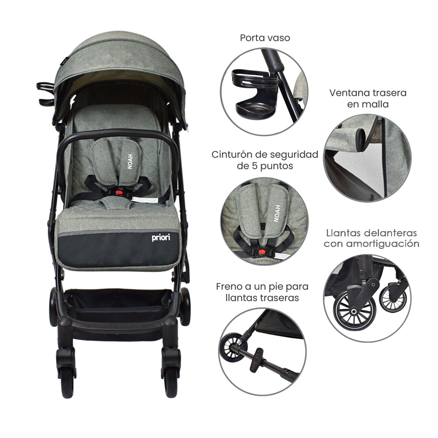 Coche de bebe Compacto Priori Noah Gris