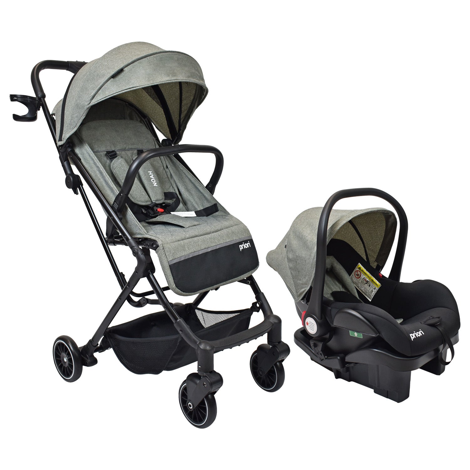 Coche de Bebé Priori Noah con Porta bebé Gris