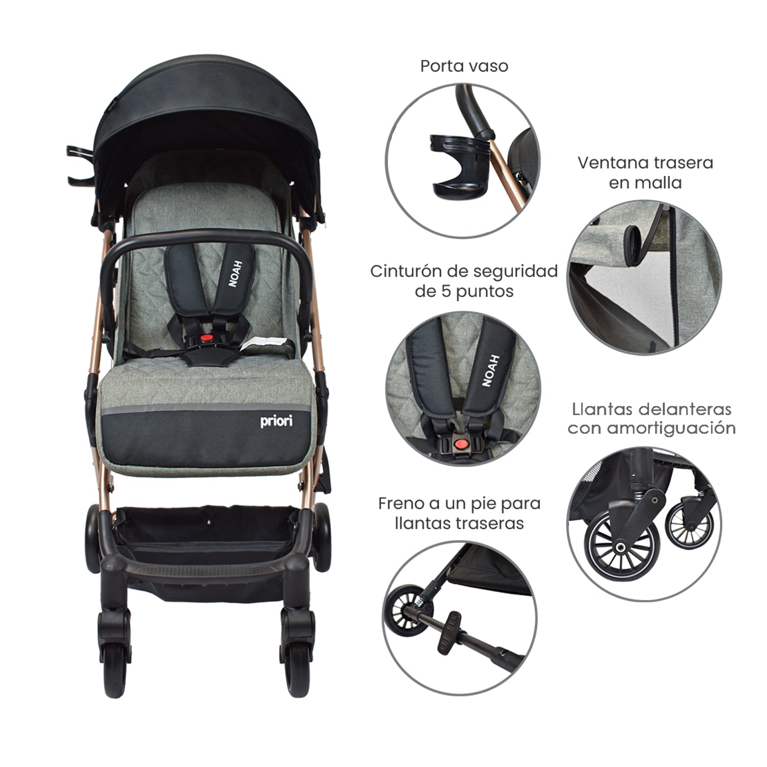 Coche de bebe Compacto Priori Noah Negro