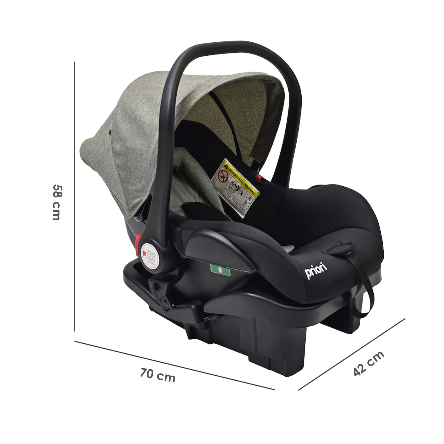 Coche de Bebé Priori Noah con Porta bebé Gris