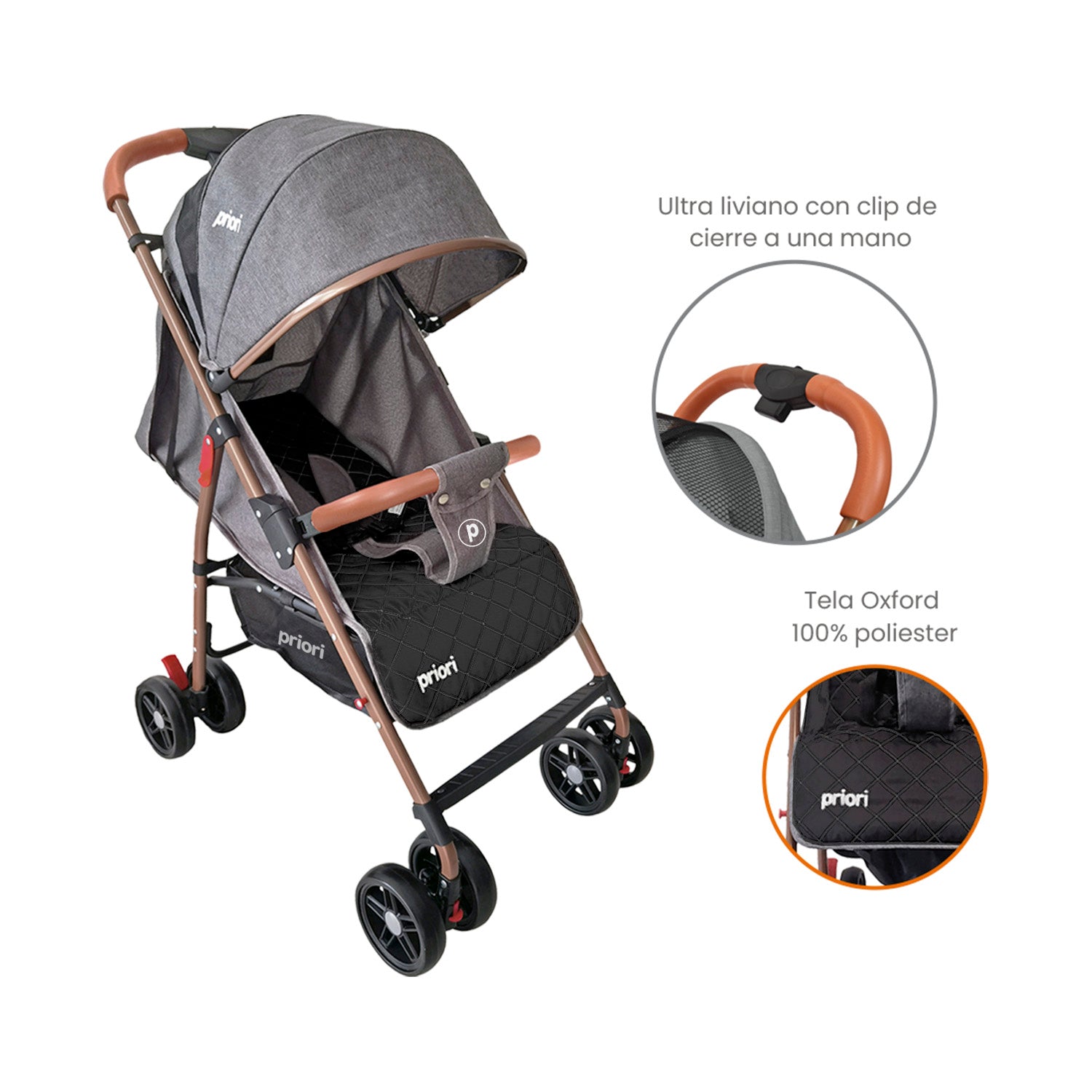 Coche Bebe Paseador Priori Park Gris