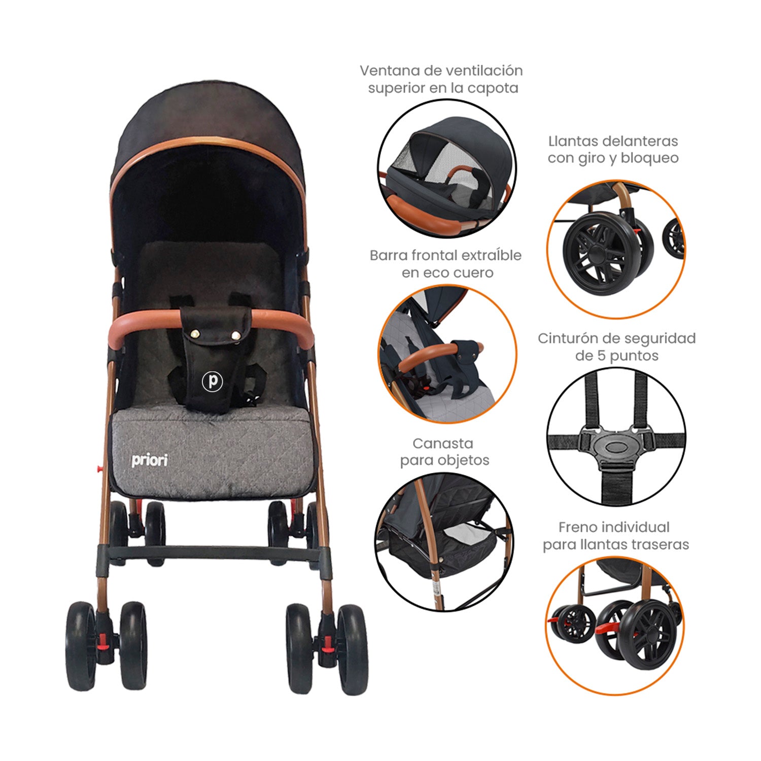Coche Bebe Paseador Priori Park Negro