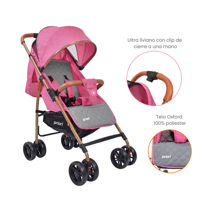 Coche Bebe Paseador Priori Park Rosado