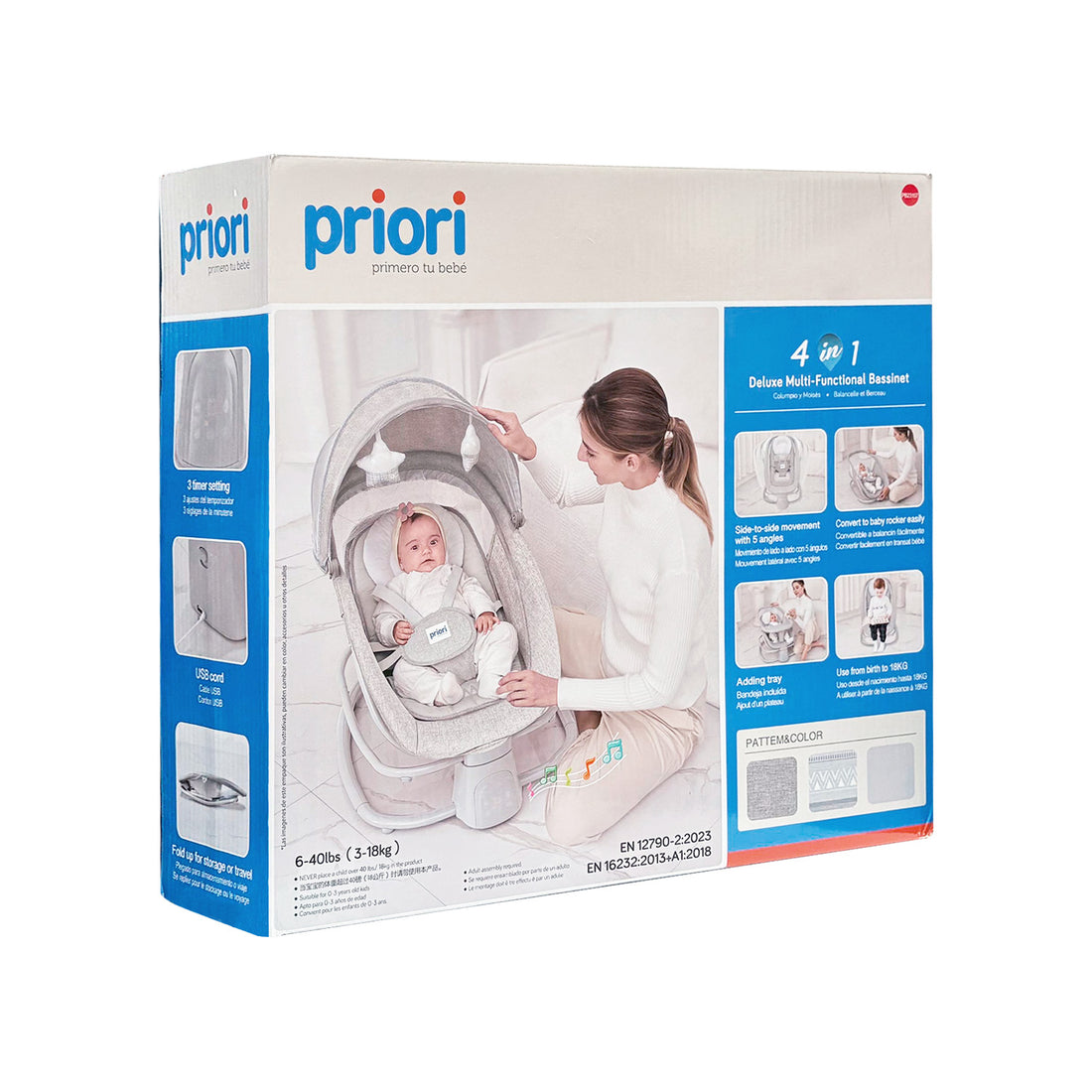 Silla Mecedora Moisés Bebe PB23107 Gris Priori