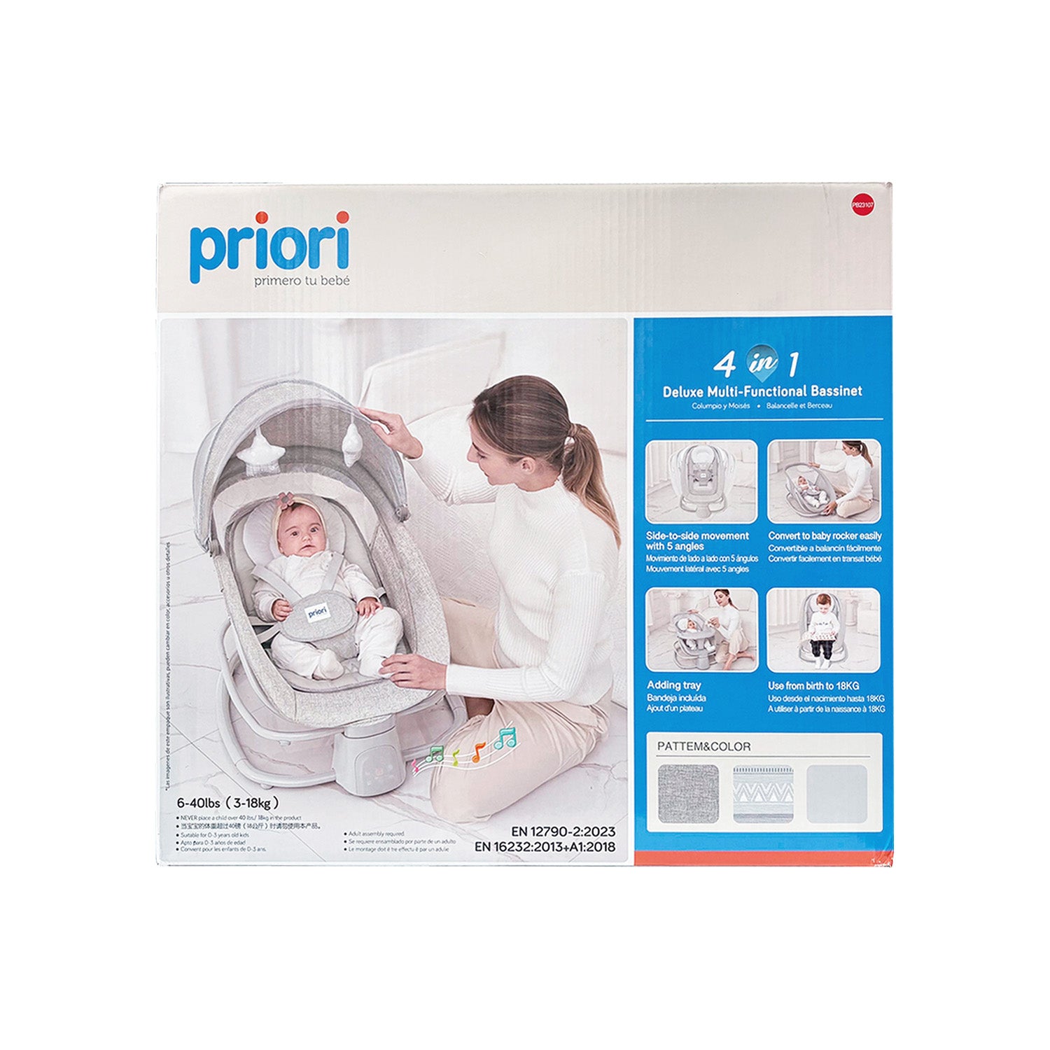 Silla Mecedora Moisés Bebe PB23107 Gris Priori