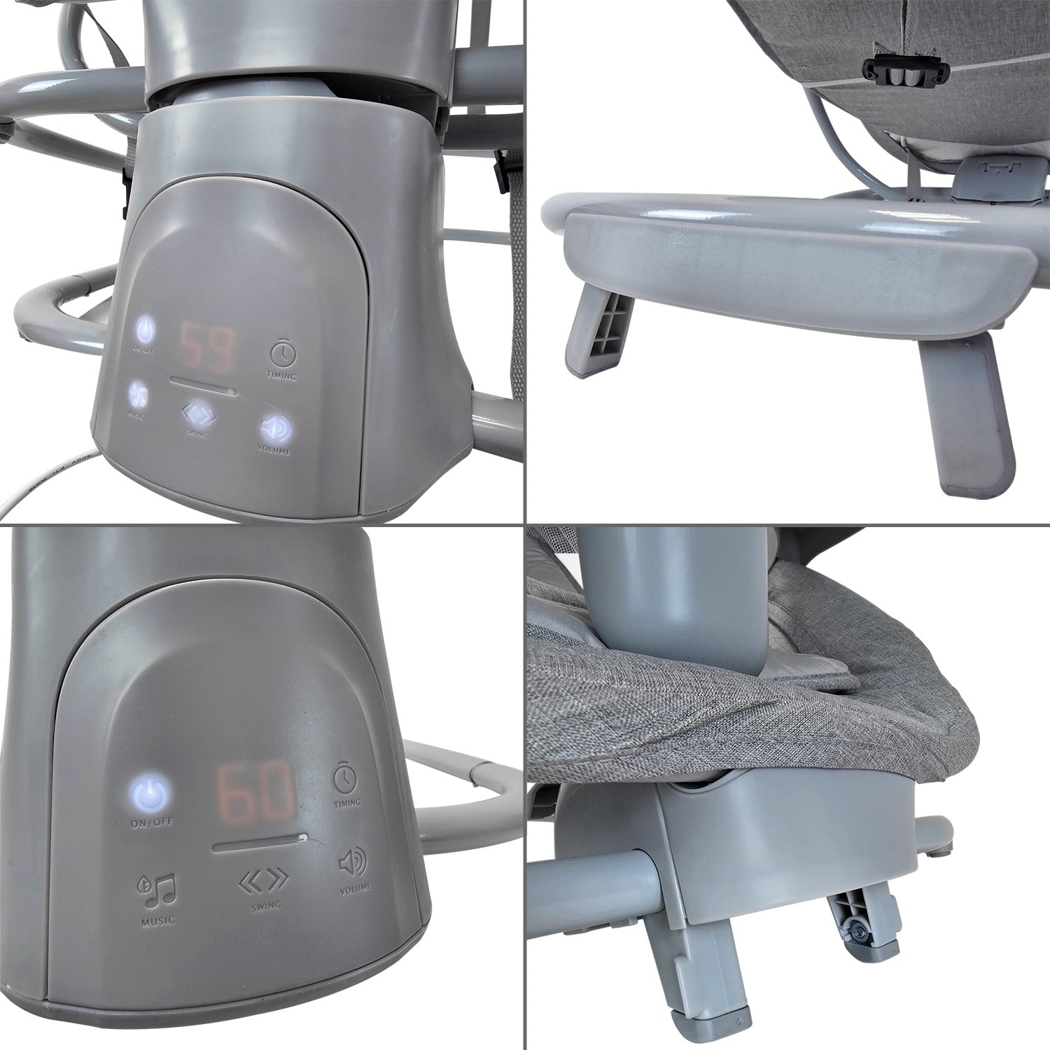Silla Mecedora Moisés Bebe PB23107 Gris Priori