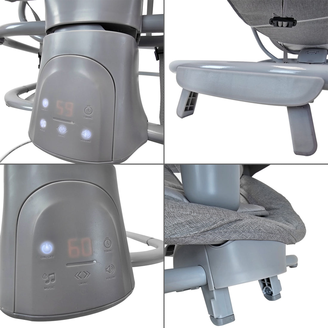 Silla Mecedora Moisés Bebe PB23107 Gris Priori