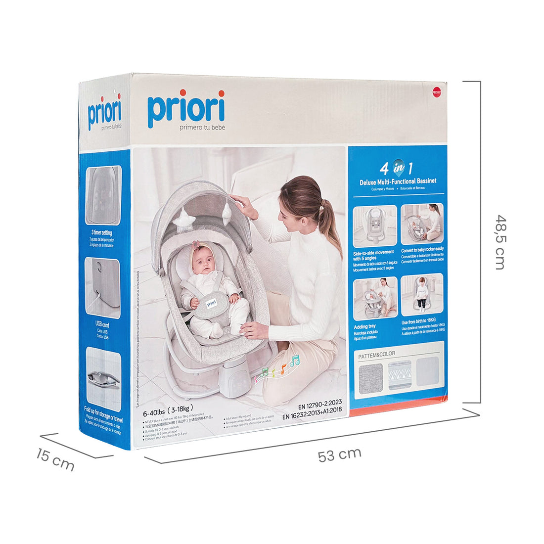 Silla Mecedora Moisés Bebe PB23107 Gris Priori