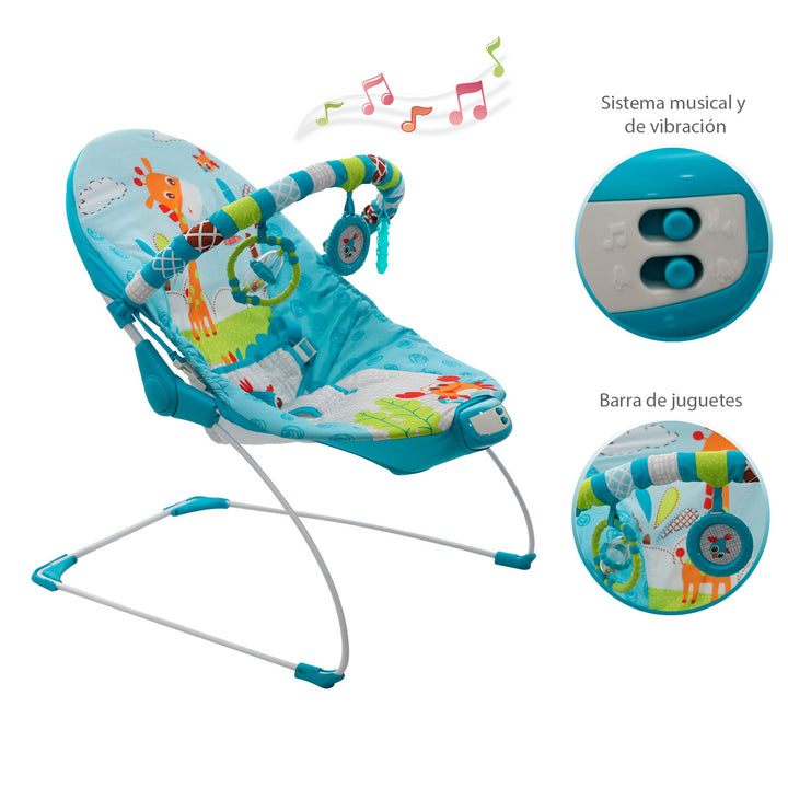 Silla Mecedora Bebé Musical Premium Baby Azul