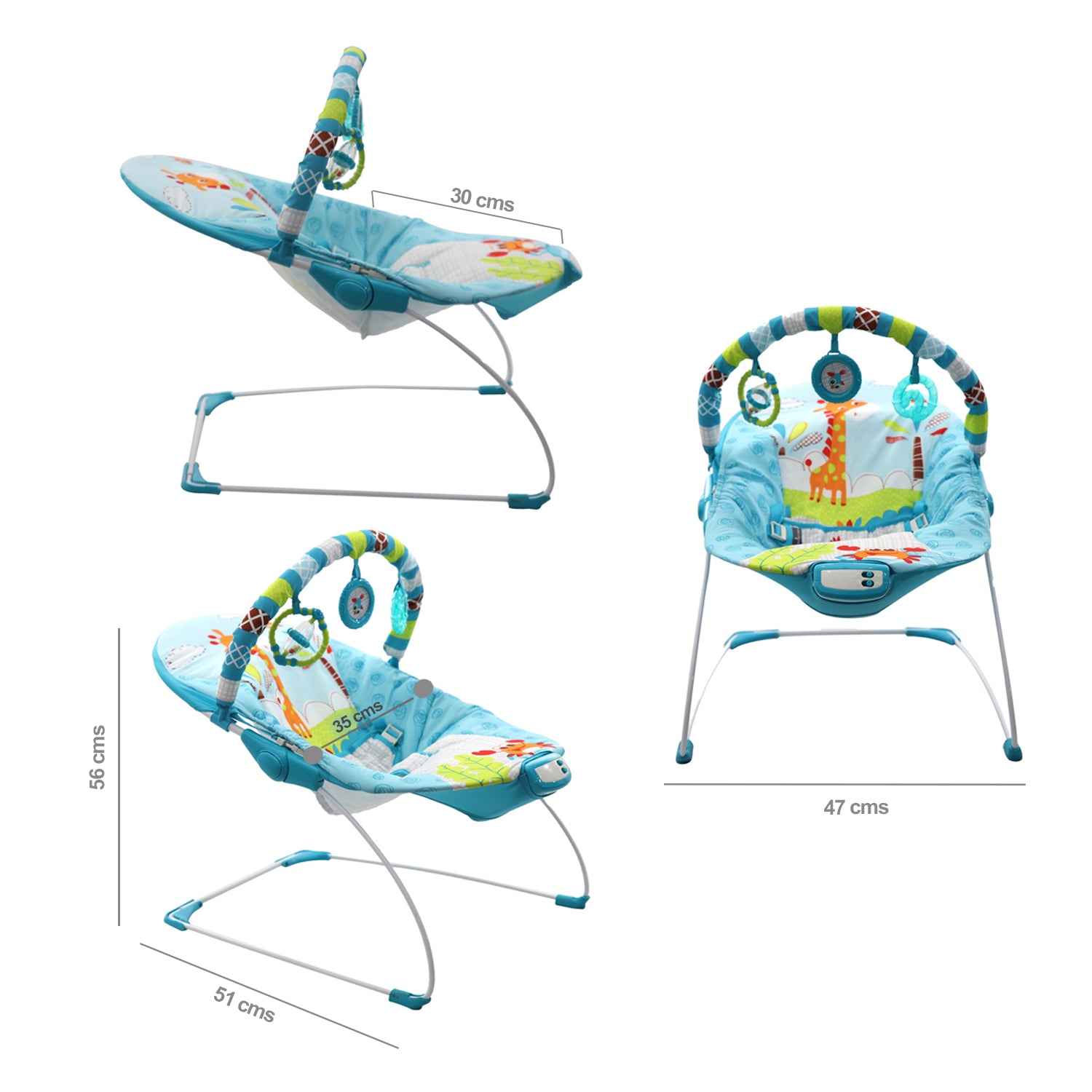 Silla Mecedora Bebé Musical Premium Baby Azul
