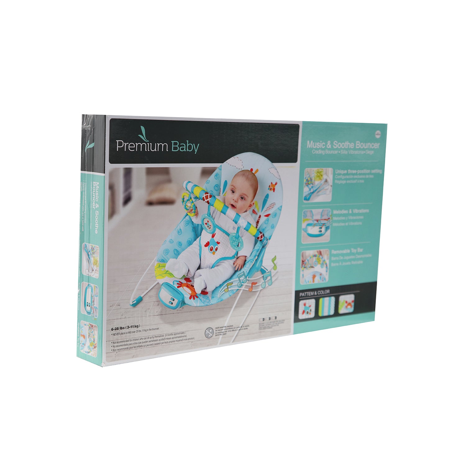 Silla Mecedora Bebé Musical Premium Baby Azul
