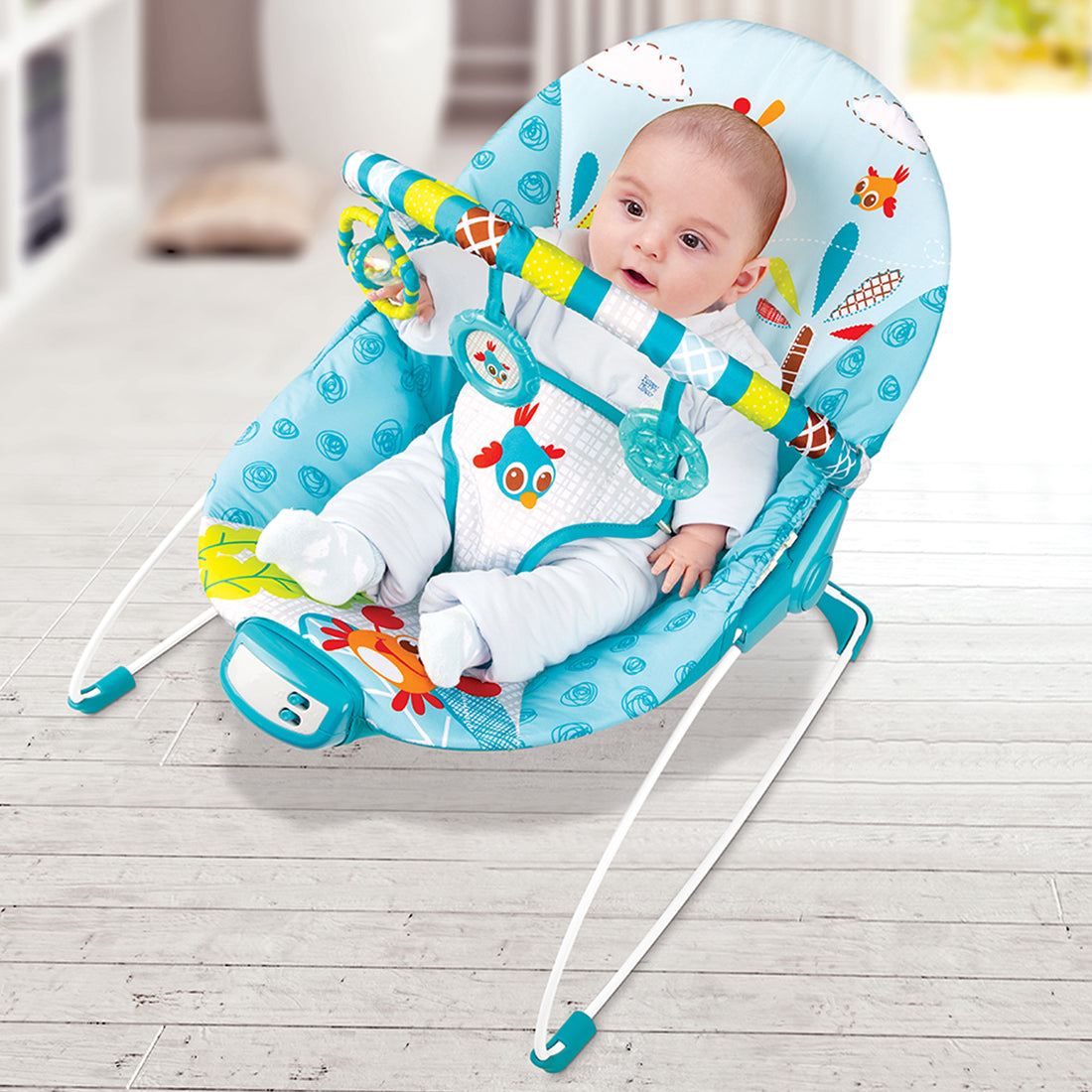 Silla Mecedora Bebé Musical Premium Baby Azul