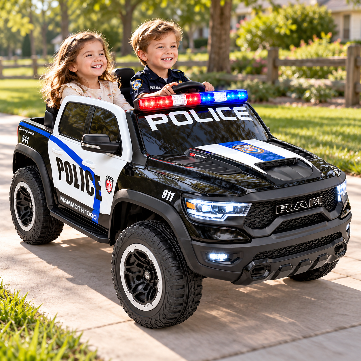 Carro Electrico Niño Niña Montable Police FL3988 12V