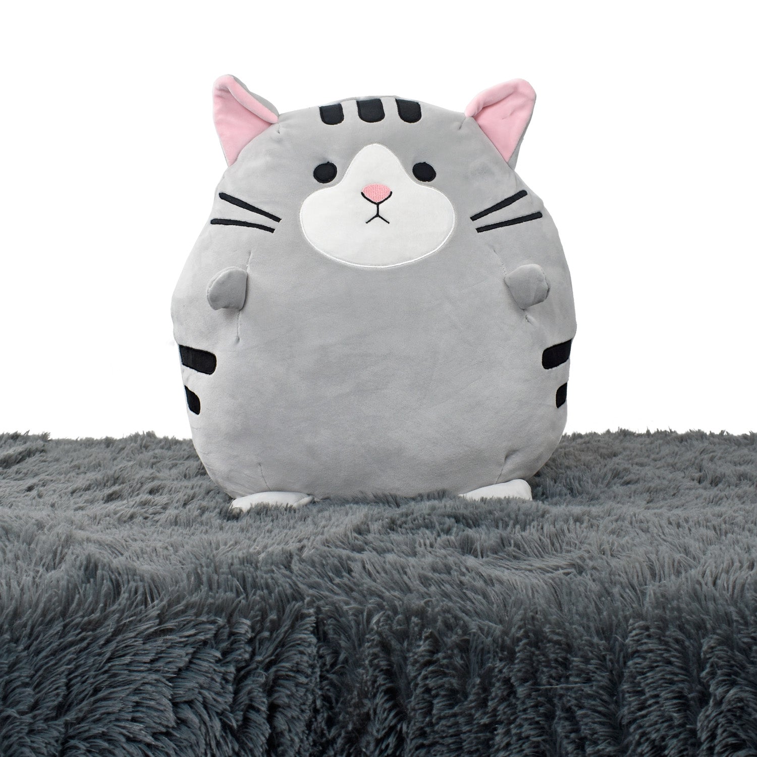Peluche almohadita redonda gato gris 40 cms Kisses